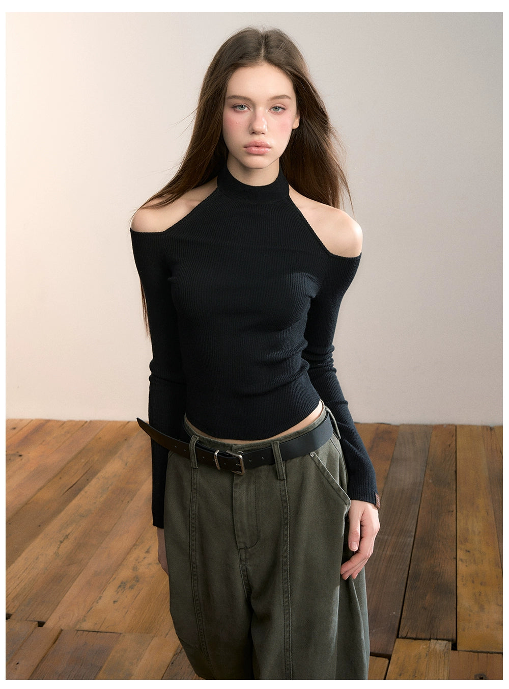 Rib Knit Off-Shoulder Two-Way Top