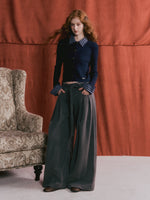 Pleated Tie Wide-Leg Pants