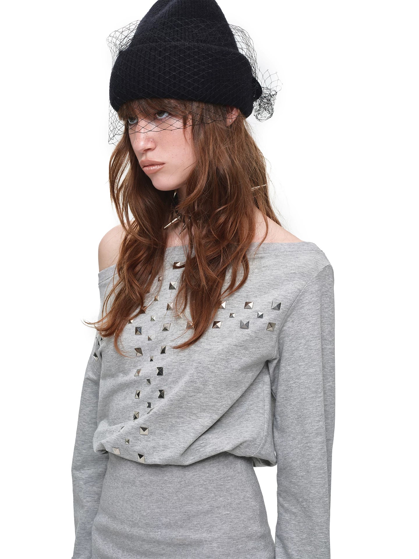 Cross Stud Off-Shoulder Dress