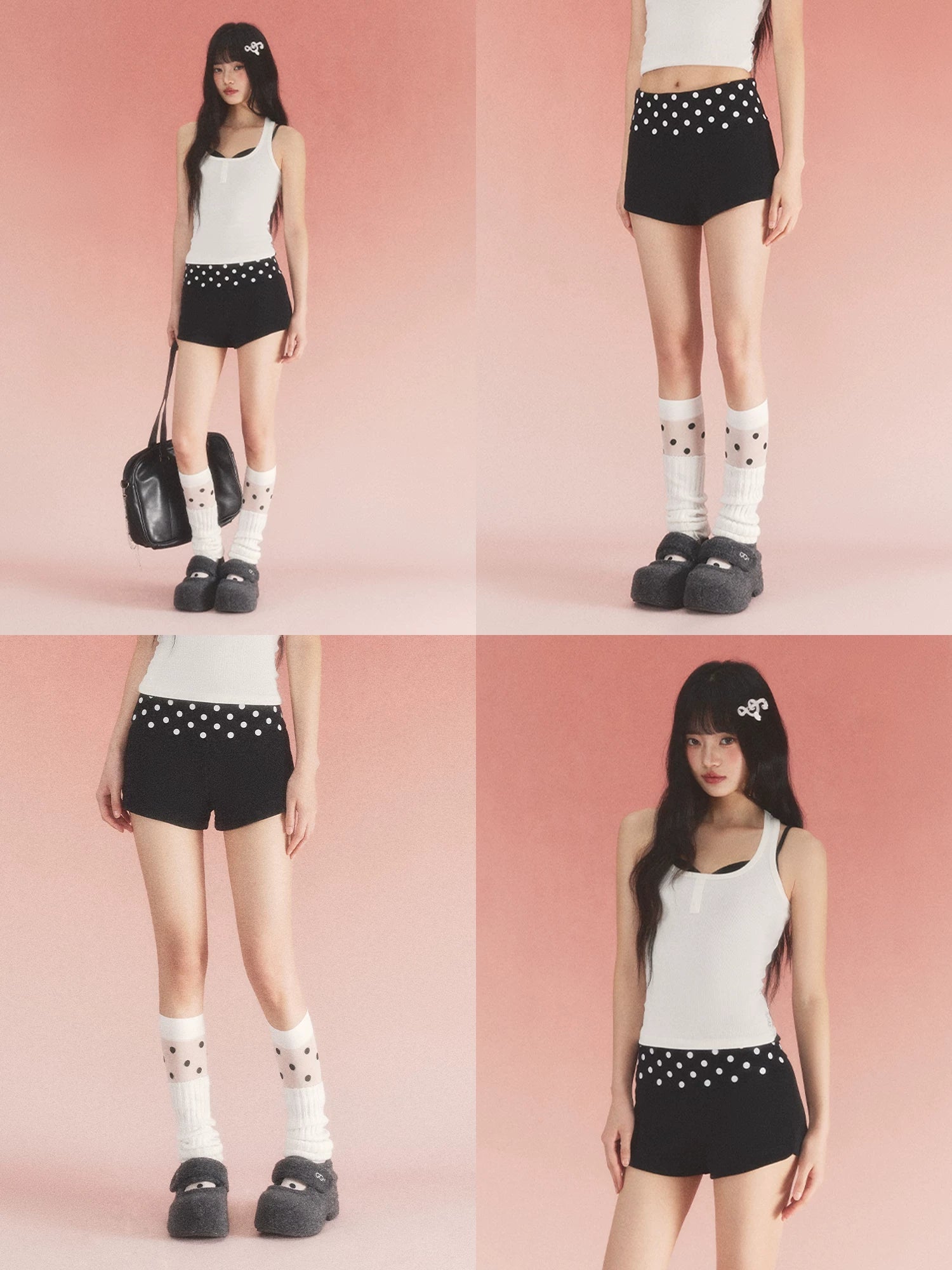 Polka Dot Fold Waist Shorts