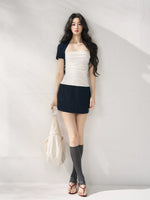 Navy Blue Cropped Shrug & Dress Set