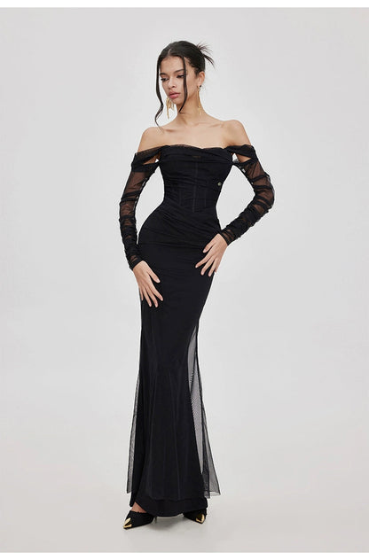 Ariel Mesh Off-Shoulder Mermaid Dress