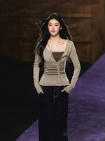 Faux Two-Piece Knit Top