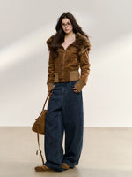 Fur Collar Suede Jacket