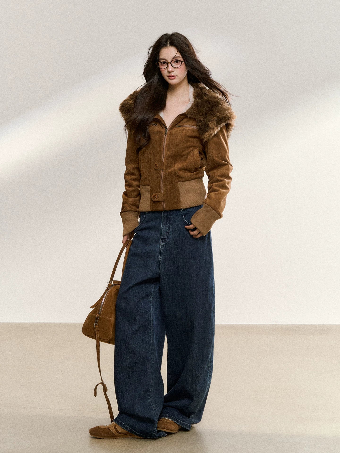 Fur Collar Suede Jacket