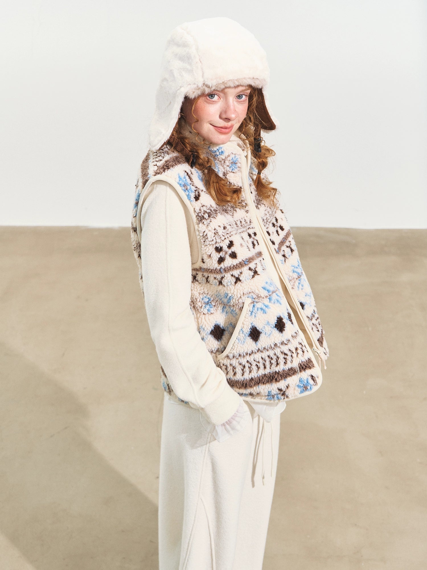 Fair Isle Patterned Fleece Vest