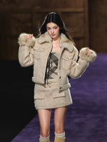 Oatmeal Quilted Wool Jacket & Skirt Set