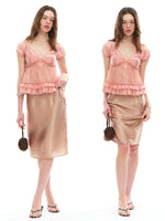 Pink Rhinestone V-Neck Blouse