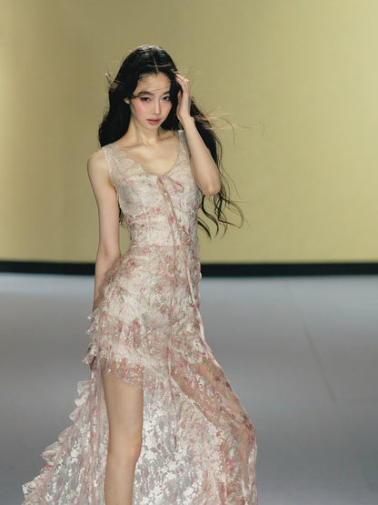 Floral Lace Slip Maxi Dress