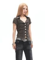 Brown Collared Waist Shirt
