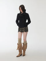 Wool Blend Short Jacket with Horn Buttons