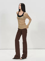 Layered Shimmer Wool Long Sleeve Top
