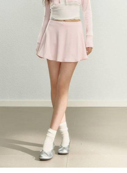 Pink Square Neck Short Sleeve T-shirt &amp; Cardigan Set