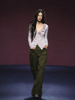 Pocket Diamond Stitching Straight-Leg Pants