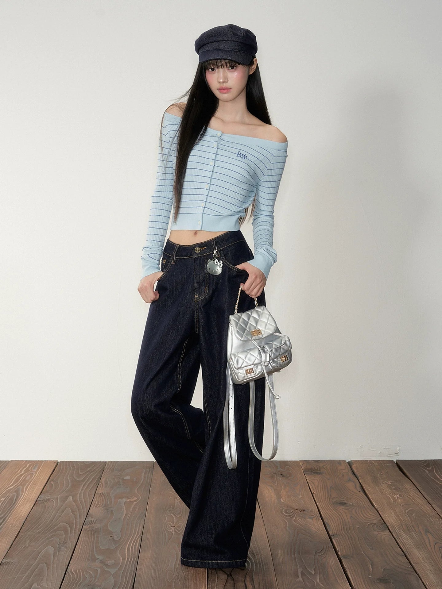 Striped Knit One-Shoulder Top