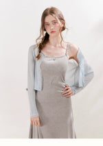 Gray Daisy Strap Knit Dress