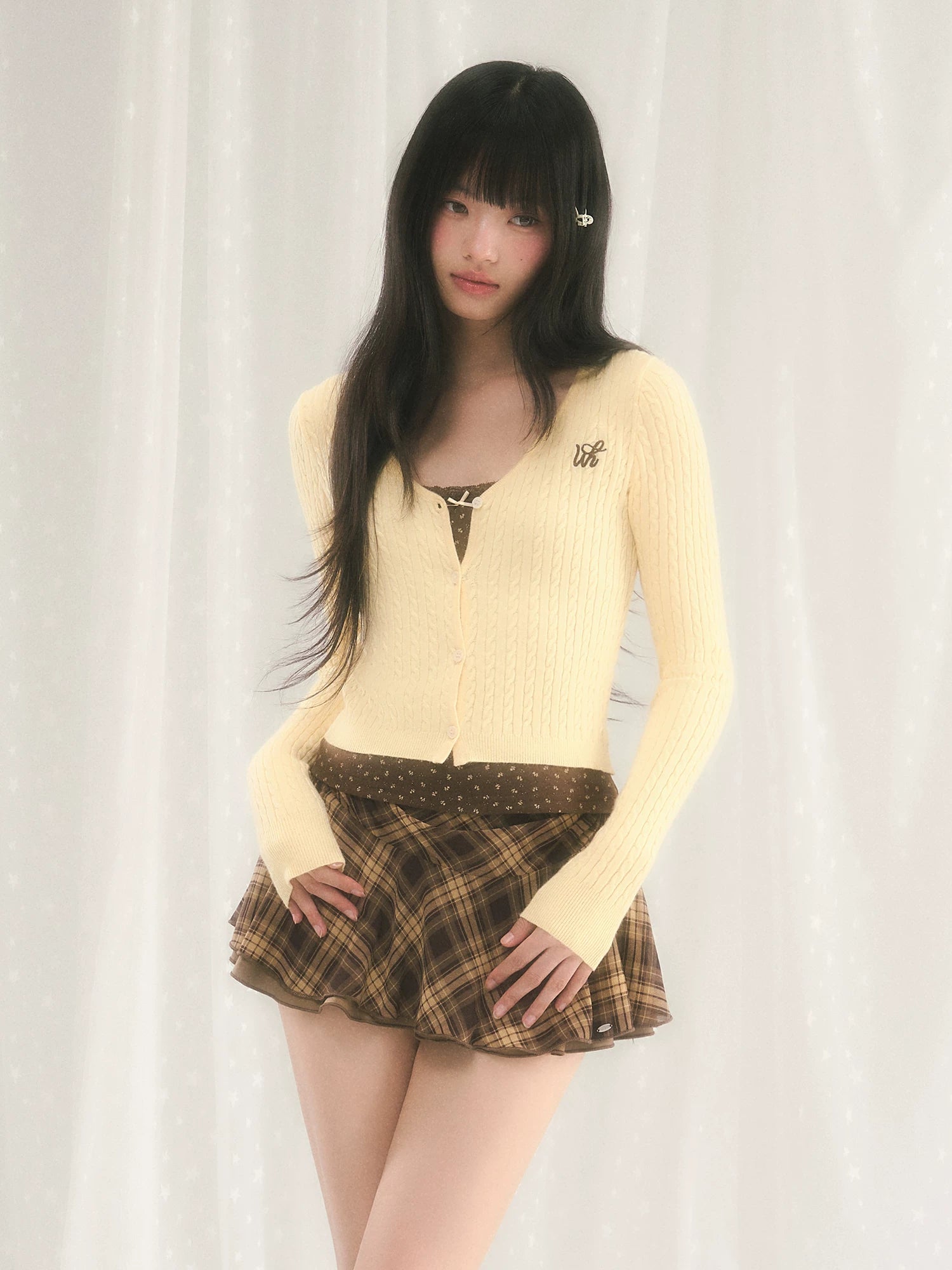Jacquard V-Neck Knit Cardigan