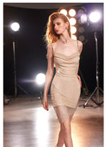 Eleni Rhinestone Strap Mesh Dress