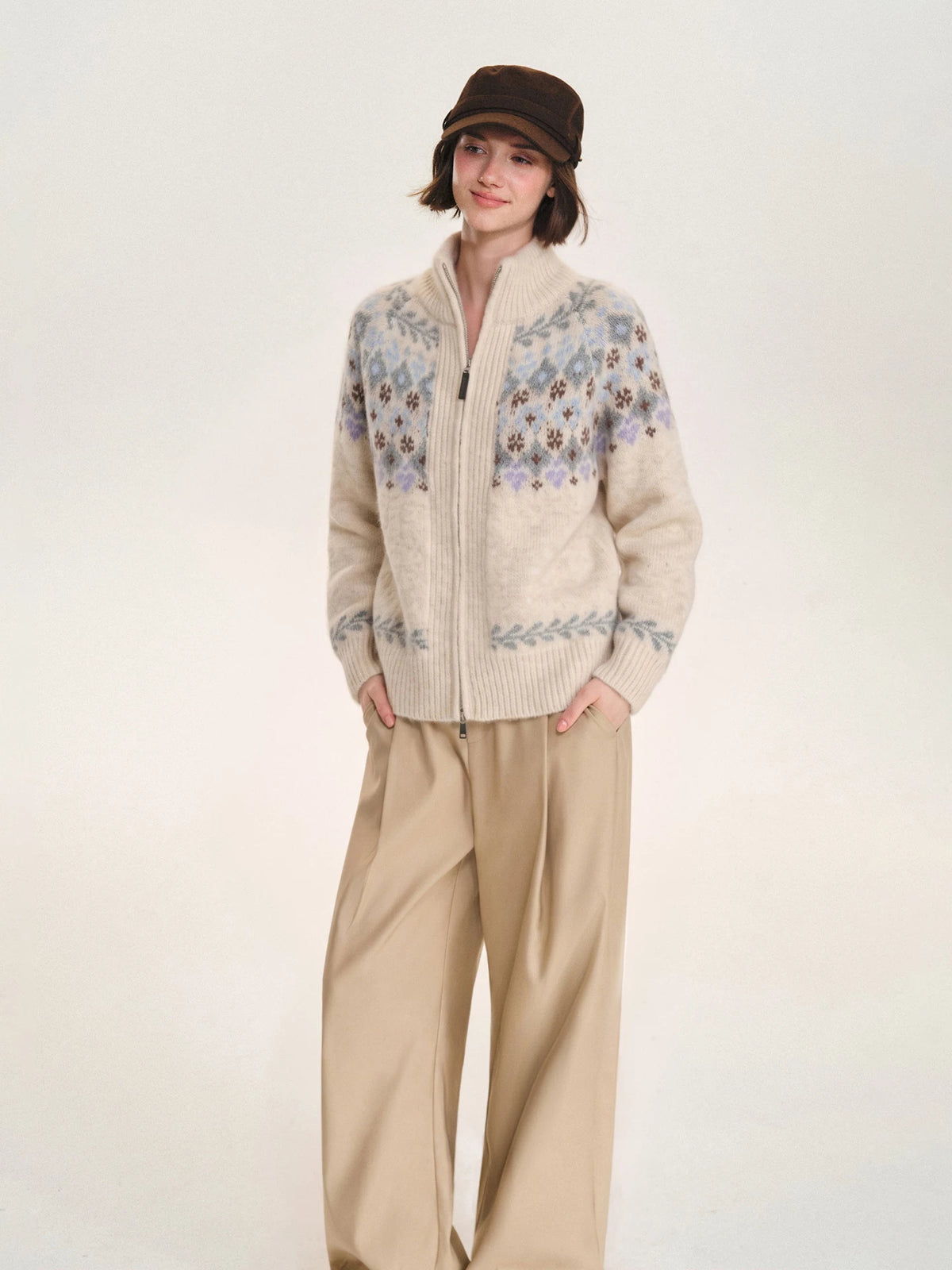 Vintage Fair Isle Zip Cardigan