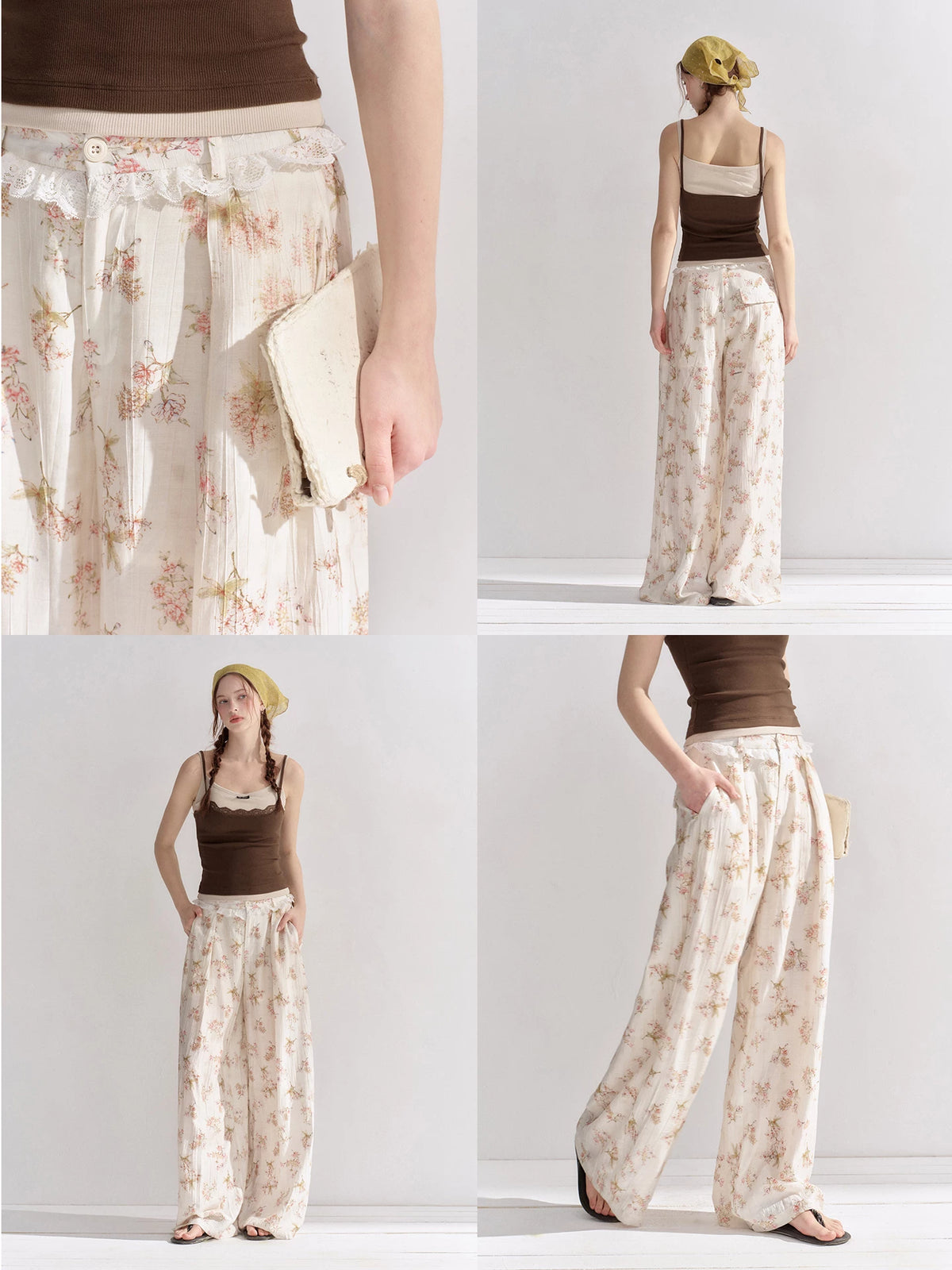 Floral Lace Wide-Leg Pants