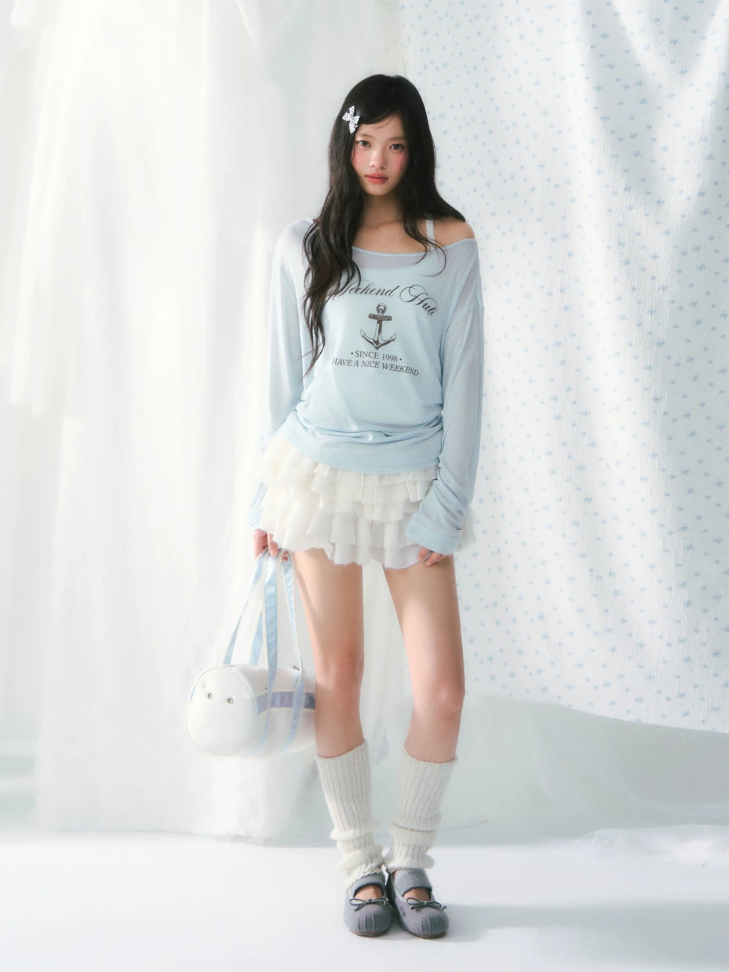 Vintage Print One-Shoulder Tee