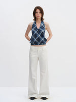 Classic Plaid Halter Backless Vest