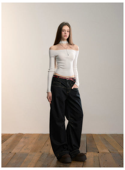 Rib Knit Off-Shoulder Two-Way Top