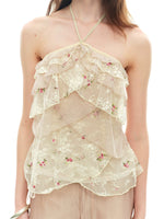 Embroidered Lace Halter Camisole