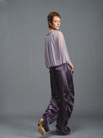 Dark Purple Satin Parachute Pants