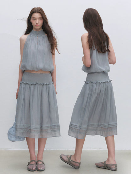 Lyocell Bubble Halter Top &amp; Skirt Set