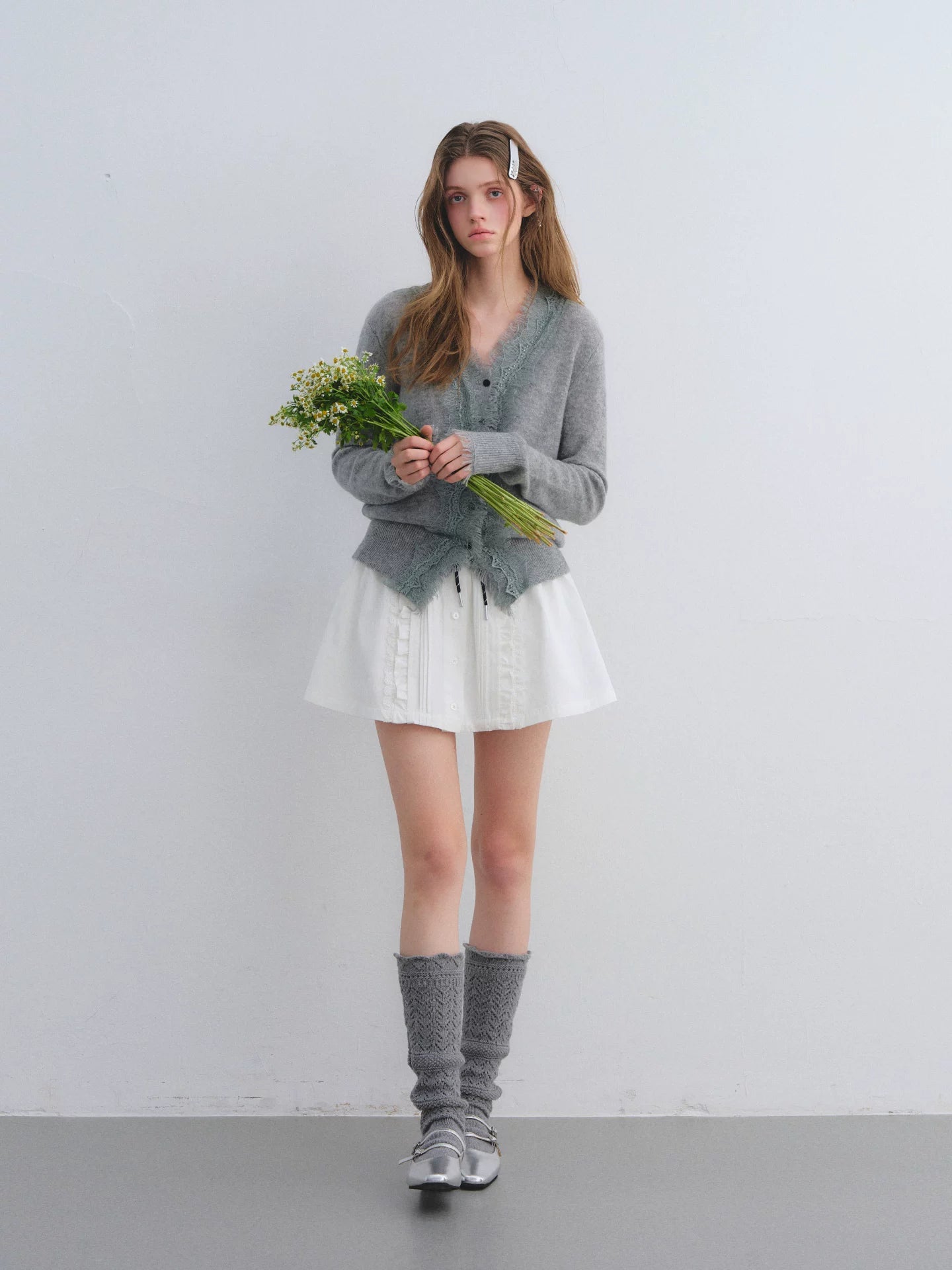 Ruffle Tie Pleated Skirt