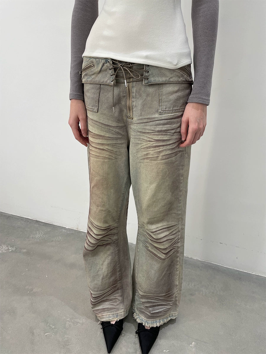 Vintage Grey Wide-Leg Jeans