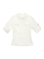 White Pocket Crop Shirt