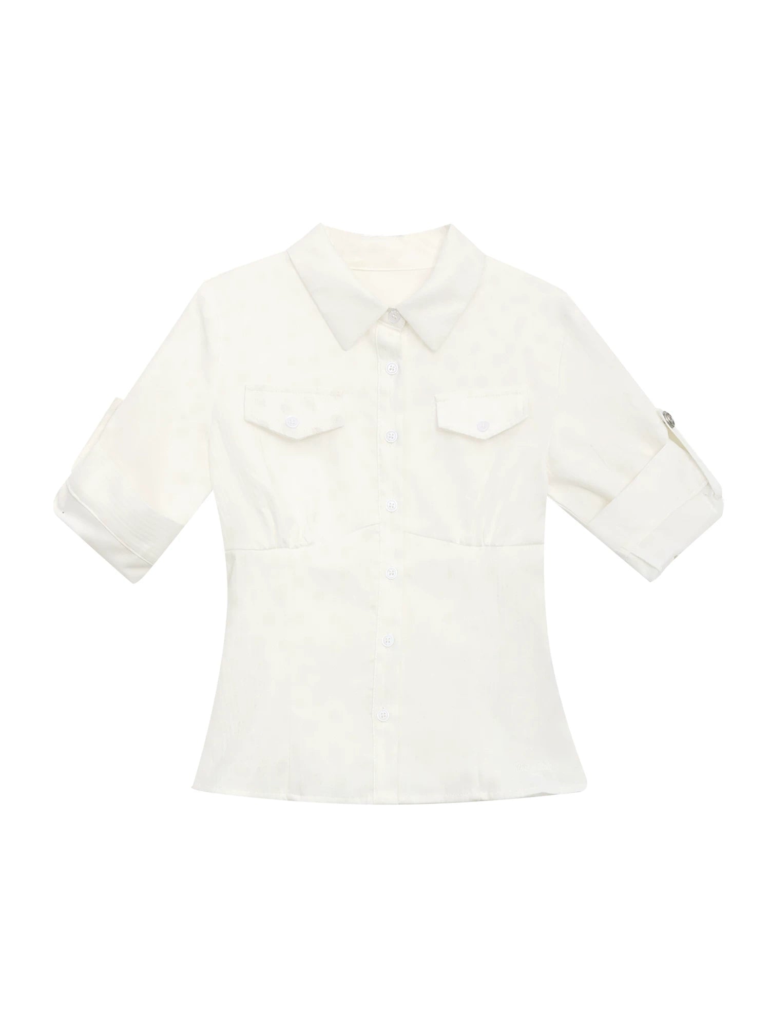 White Pocket Crop Shirt