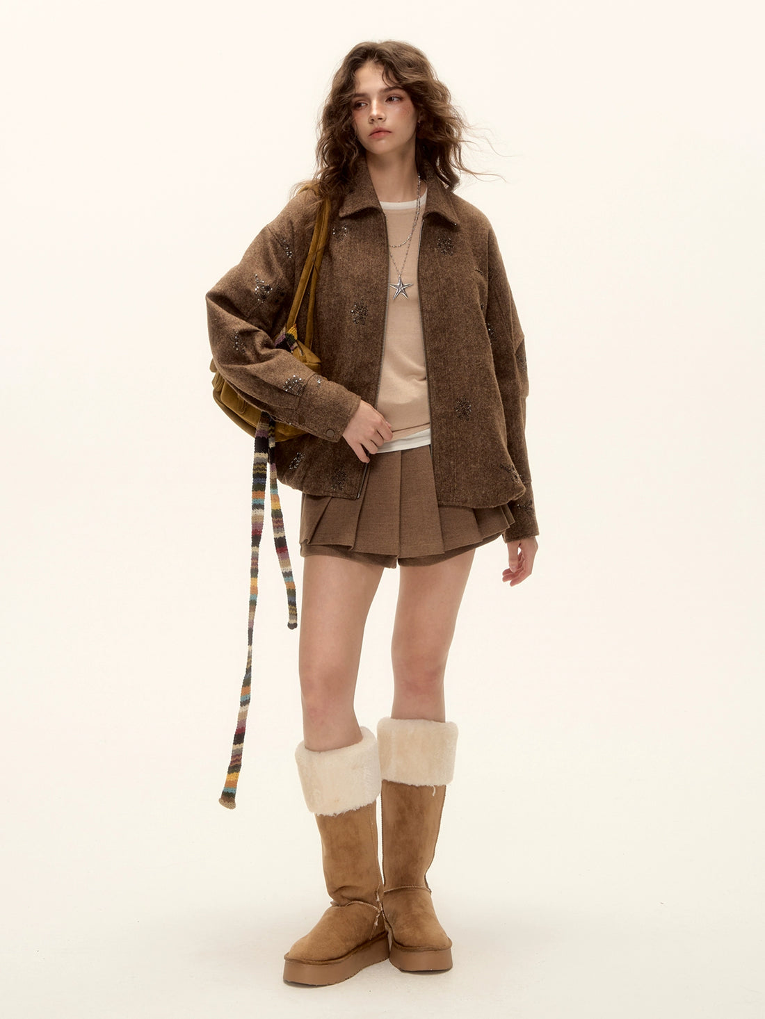 Belted Mohair Pleated Skort