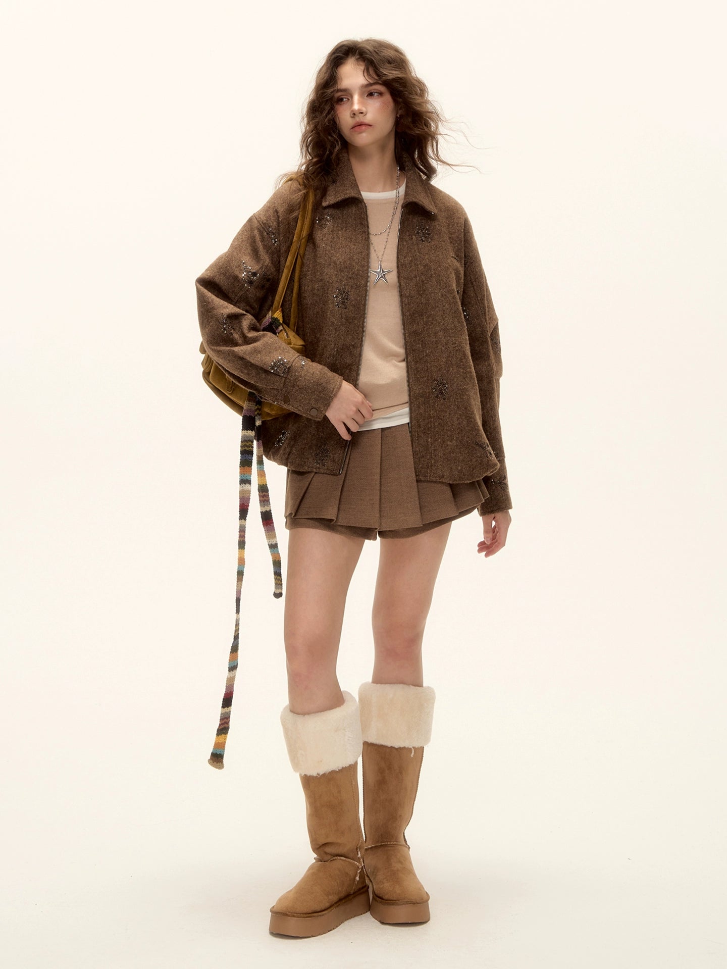 Belted Mohair Pleated Skort