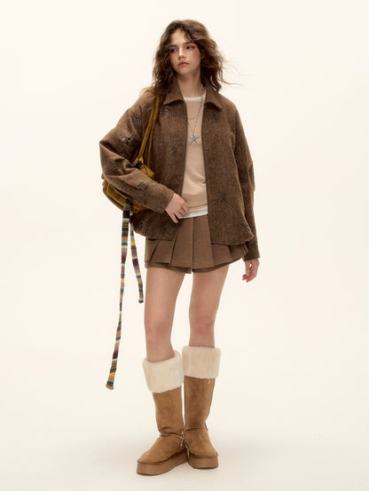 Belted Mohair Pleated Skort