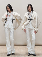 Toggle Trim Diamond-Stitch Wool Coat