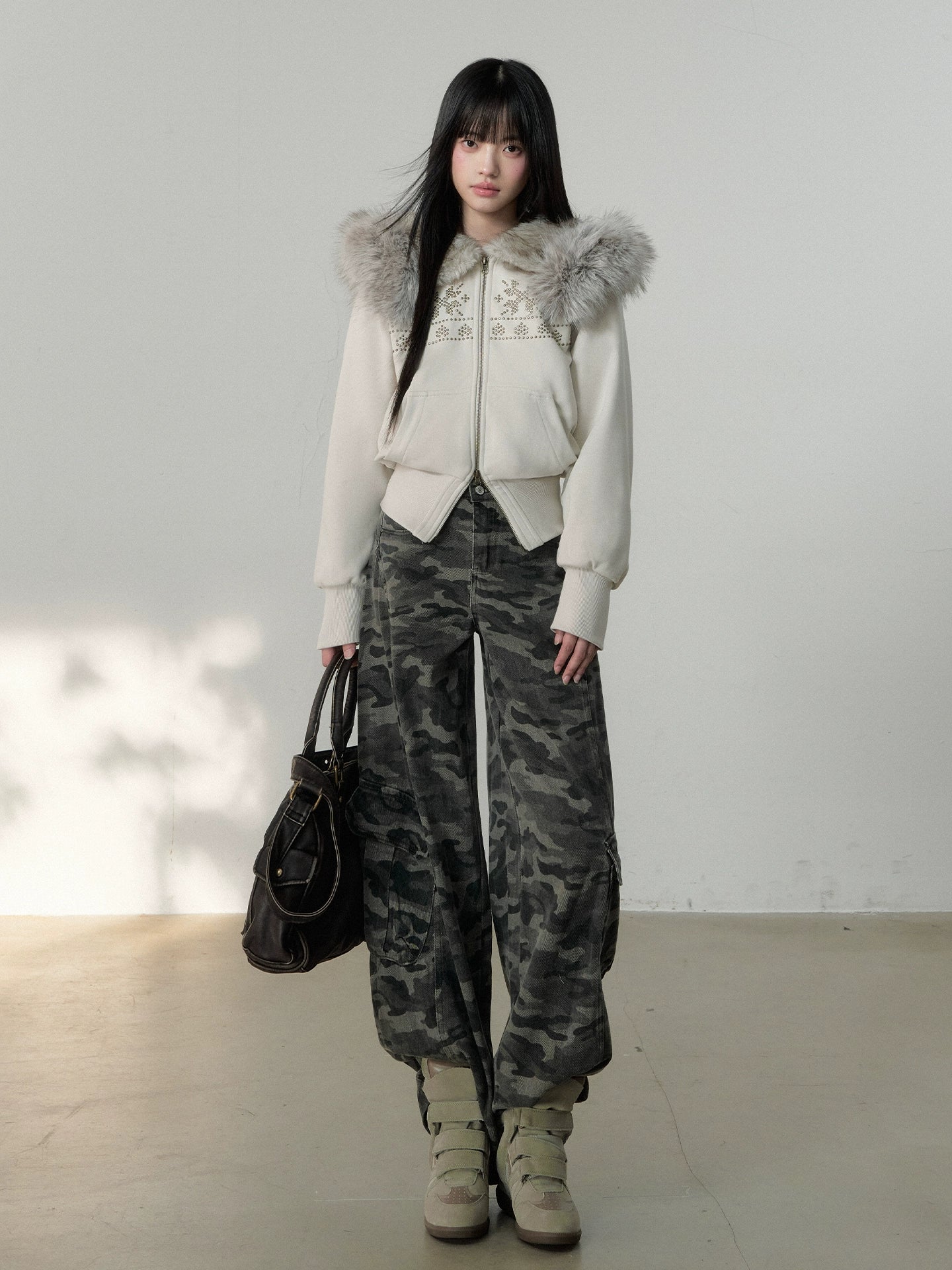 Vintage Rhinestone Graphic Hoodie Jacket