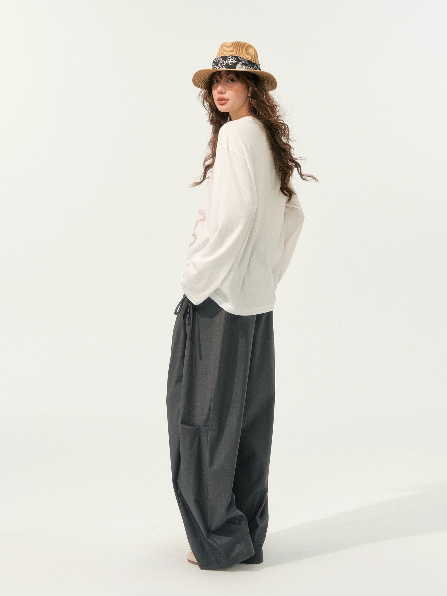American-Style Wide-Leg Draped Scimitar Pants