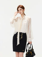 Sequin Lace Ribbon Blouse