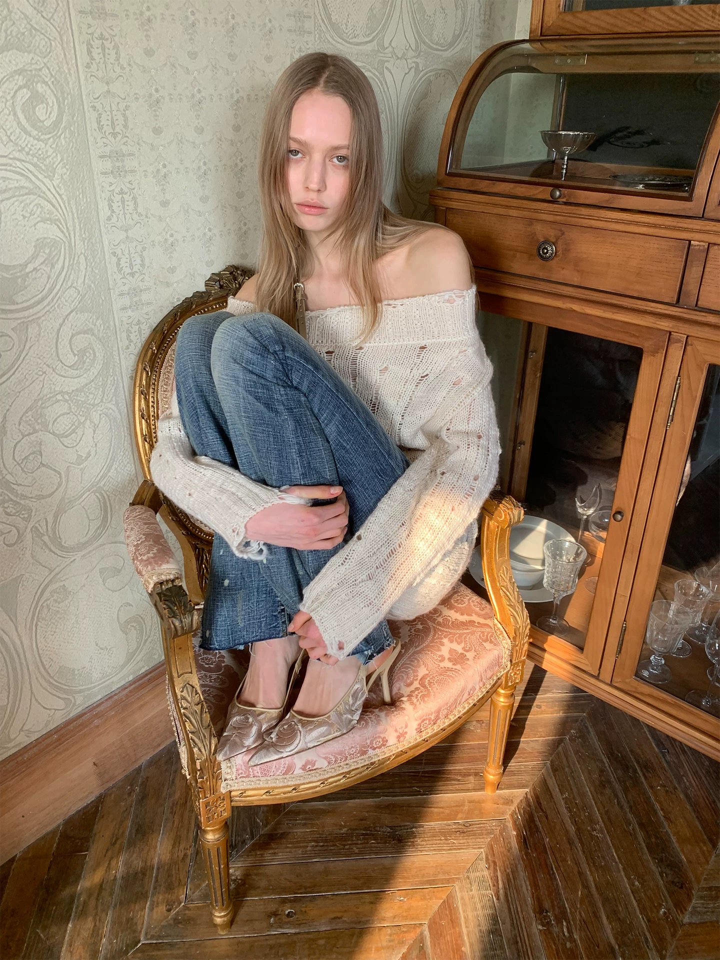One Shoulder Cable Knit Sweater