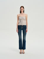 Beaded Strap Lace Splicing Acetate Cami Top