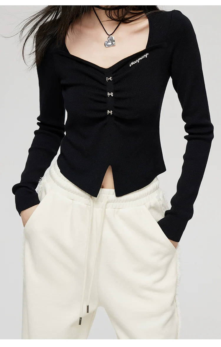 Black &amp; White Wide Neckline Sweater