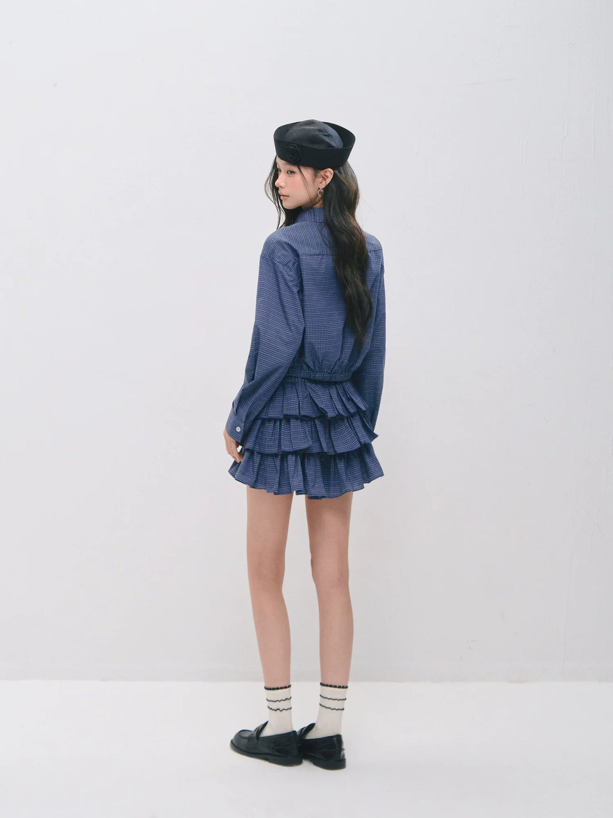 Plaid Ruffle Shirt &amp; Skirt Set