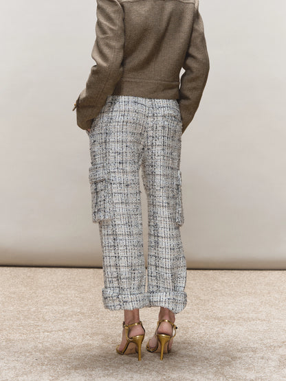 Wool Boucle Utility Cuffed Pants