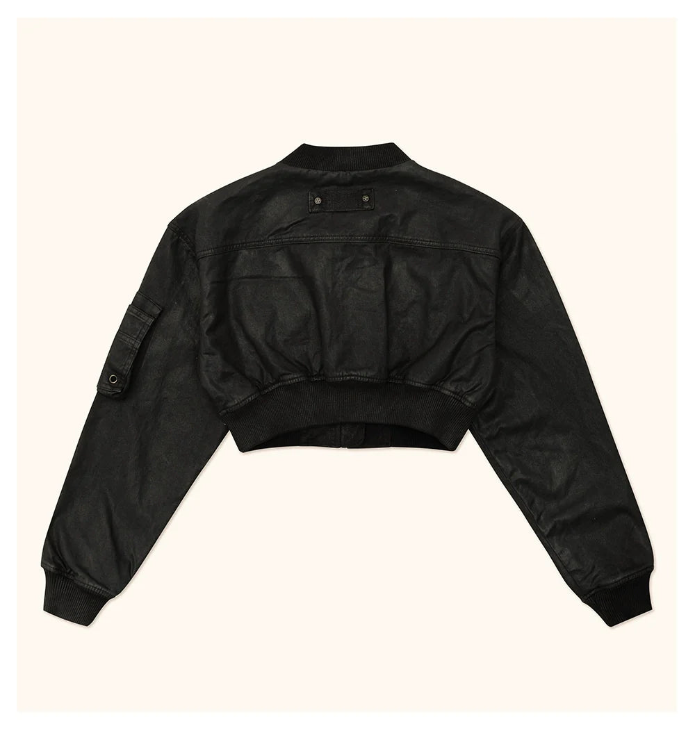 Ancient Myth Wax-coated Short Bomber Jacket