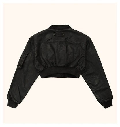 Ancient Myth Wax-coated Short Bomber Jacket