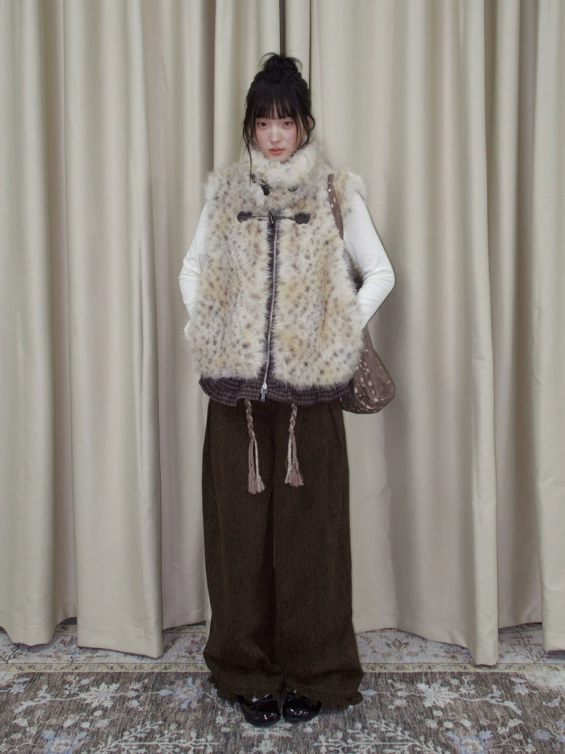 Reversible Leopard Trim Faux Fur Vest