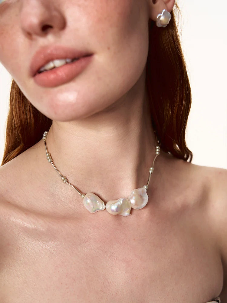 Simple Natural Baroque Pearl Necklace